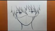 Dessiner un anime crayon facile | comment dessiner anime garçon portant un masque