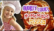 Audrey Cooks Homemade Pizza | Kids Baking | Kids Cooking at Home