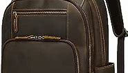 Full Grain Genuine Leather Backpack for Men, 16" Laptop Rucksack Backpack for Travel Business 32L - Brown