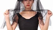 Women Black Gothic Steampunk Top Hat Irregularly Veil Hat Themed Party Hat