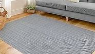 KOZYFLY Washable Area Rug 4x6 Ft Non Slip Bedroom Throw Rugs with Rubber Backing Boho Dark Grey Entry Rug, Cotton Braided Floor Carpet for Entryway Dining Room Home Office Living Room