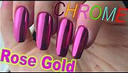 DIY Mirror POWDER Nails / Rose gold chrome