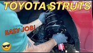 TOYOTA CAMRY STRUT REPLACEMENT - How to Replace Front and Rear Struts Shocks Spring Assembly. Easy!