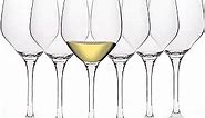 Crystal White Wine Glasses Set of 6, 15 Ounce Laser Cut Rim Stemmed Clear Chardonnay Wine Glass Set, Housewarming/Anniversary/Wine Gift Set