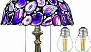 Tiffany Style Table Lamp, Agate Slice Stained Glass Lamp 12X12X19 Inches Tiffany Lamp Bedside Nightstand Desk Reading Light Decor Bedroom Living Room Home Office(LED Bulb Included) (Purple)