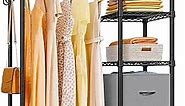 VIPEK V7 Heavy Duty Clothes Rack with Shelves Garment Rack with Drawers, Portable Clothing Storage Rack for Hanging Clothes Freestanding Closet System Adjustable Metal Wardrobe, Max Load 730lbs, Black