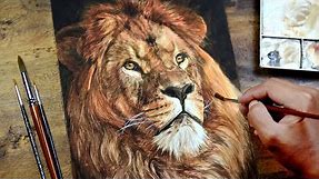 Painting Realistic Lion in Watercolor
