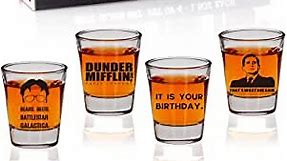 PuGez The Office Shot Glass Set, The Office TV Show Merchandise, 4-Piece Office Inspired Shot Glasses, The Office Gifts for Office Fans