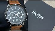 Hugo Boss Allure Black Dial Brown Leather Strap Men’s Watch 1513964 (Unboxing) ​⁠​⁠