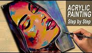 Acrylic Painting Tutorial Abstract | Colorful Woman Portrait | Easy Painting for Beginners | Face