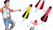 DOUEUREL Foam Rocket Launcher Kids,Shoots Up to 100 Feet – 3 Colorful Foam Rockets and Sturdy Launcher Stand, Fun Outdoor or Indoor Toy and Gift for Boys or Girls Age 3 4 5 6 7 8+ Years Old