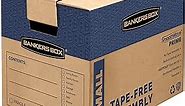 Bankers Box 10 Pack Small Prime Moving Boxes, Tape-Free FastFold with Reinforced Handles and Attached Locking Lid