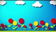 ⛅️🌸🎶 Happy Summer Flowers Clouds Kids Cartoon Background