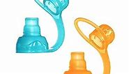 ChooMee SoftSip Food Pouch Top | Baby Led Weaning | No Spill Flow Control Valve, Protects Childs Mouth, 100% Silicone, BPA Free | 2CT Orange Aqua