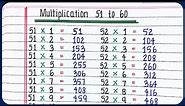 Table of 51 to 60 | multiplication table of 51 to 60 | rhythmic table of fifty one to sixty