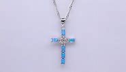 CiNily Cross Pendant Necklace Opal Jewelry for Women Teens