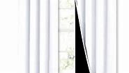 NICETOWN 100% Blackout Window Curtain Panels, Cold and Full Light Blocking Drapes with Black Liner for Nursery, 84 inches Drop Thermal Insulated Draperies (White, 2 Pieces, 52 Wide Each Panel)