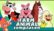 Learn Farm Animals for Kids | Barnyard Animal Cartoon Best Compilation for Children