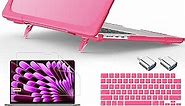 May Chen for 2023 MacBook Air 15 Inch Case with M2 Chip Model A2941, Heavy Duty Shockproof Protective Hard Shell with Keyboard Cover & OTG Adapter for Fold Kickstand, Pink