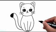 How To Draw Cat Very Very Easy | Cat Drawing For Kids ||