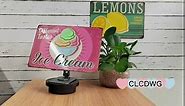 Vintage Ice Cream Tin Signs, Try Our Ice Cream Metal Sign, Ice Cream Dessert Shop Wall Decor 12 x 8 Inch