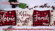 Christmas Pillow Covers 18×18, Set of 4 Plaid Pillow Covers, Farmhouse Winter Christmas Throw Pillows Rustic Decorative Outdoor Holiday Pillow Covers for Sofa Bed Decorations