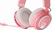 Wireless Cat Ear Headphones, Pink Gaming Headset Bluetooth 5.0 for Smartphone, Retractable Mic, 50mm Drivers, RGB Lighting Headset with Mic (USB Dongle Not Included)