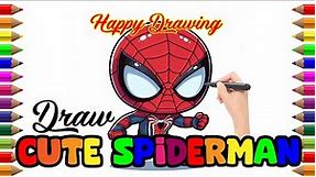 LET'S DRAW AMAZING SPIDERMAN IN A CUTE WAY - Cartoon Chibi Drawing