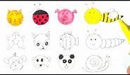 Crtanje životinja od krugova | Drawings for kids