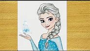 How to draw Disney Princess Elsa | Step by step | Easy Drawing Tutorial For Beginners