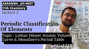 Periodic Classification Of Elements | Lothar Meyer AV Curve & Mendeleev's Periodic Table | L 2