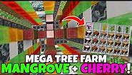 MEGA TREE FARM Tutorial! Mangrove + Cherry! 8 Type Universal Tree Farm! Minecraft Bedrock (MCPE)