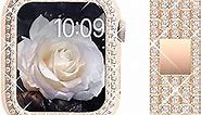 QVLANG Compatible for Apple Watch Band 38mm Series 3/2/1, Diamond Rhinestone Case + Women Bling Band Stainless Steel Metal Bracelet for iWatch (Rose Gold, 38mm)