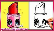 How to Draw Cartoons - Cute Lipstick - Makeup & Cosmetics Tutorial Fun2draw Art