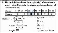 Mean, median and mode of grouped Data(Lesson 1)