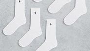 Polo Ralph Lauren 6 pack sport socks in white with pony logo | ASOS