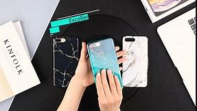 GVIEWIN Marble iPhone 8 Plus Case/iPhone 7 Plus Case, Ultra Slim Thin Glossy Soft TPU Rubber Gel Silicone Phone Case Cover Compatible iPhone 7 Plus/8 Plus(5.5 inch) (Black/Gold)