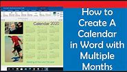 How to Create A Calendar in Word with Multiple Months - Microsoft Word Calendar Tutorial