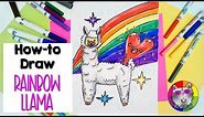 How to Draw a Cute Rainbow Llama, Llama Drawing Tutorial for Kids!