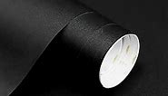 Homease Solid Black Wallpaper 24 x 196 inch Thick Matte Black Contact Paper Decorative Peel and Stick Wallpaper for Shelf Liner Cabinet Table Door Waterproof Vinyl Self Adhesive PVC Film