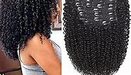 Kinky Curly Clip In Hair Extensions Human Hair 16 Inch Curly Hair Extensions Clip In Human Hair for Black Women 3C 4A 4B Afro Kinky Curly Hair Clip Ins Soft Brazilian Remy Hair Thick Ends