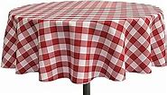 LA Linen Gingham Tablecloth - Checkered Tablecloth for Parties, Picnics & More - Farmhouse Tablecloth - Spring Tablecloth - Picnic Tablecloth - Cloth Tablecloths for Round Tables - 51" Red