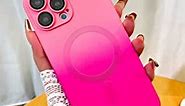 for iPhone 13 Pro Max Phone Case Magnetic Gradient Hot Pink Case for Women Girls Soft TPU Shockproof Cover for iPhone 13 Pro Max [with Camera Lens Protector] [Compatible with Magsafe]