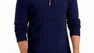 Club Room Men's Cable Knit Quarter-Zip Cotton Sweater, Created for Macy's - Macy's