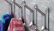 YIGII Towel Hook/Adhesive Hooks - Wall Hooks for Coat/Robe/Towels Stick on Bathroom/Kitchen 4-Pack, Stainless Steel