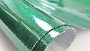 Ultra Sparkle Glitter Upholstery Vinyl Fabric by The Yard DIY Upholstery Accessories Decor (Dark Green)
