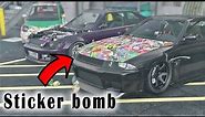 CARS WITH STICKER BOMB IN GTA 5 ONLINE CAR MEET