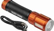 Klein Tools 56412 Rechargeable LED Flashlight with Worklight, 500 Lumens, USB Charging Cable, Pocket Clip, Battery Life Indicator, Magnetic
