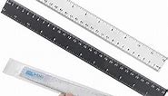 12-Inch Plastic Straight Ruler Set, 30-CM Flexible Dual-Scale Measuring Tool for Student School Office, 1 Black & 1 Transparent