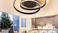 IEANL Smart Ceiling Light LED Ceiling Lights with Alexa Google Assistant and Remote Control, Dimmable Chandelier Spiral Round Acrylic Ceiling Lighting Fixtures for Bedroom Living Room, Black